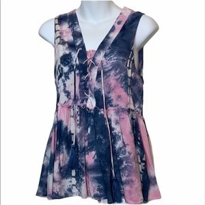 Entro Tied-Dyed Fit & Flair Sleeveless Top